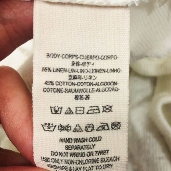 Free People Linen Cotton Ribbed Strappy Back Raw Edge Tank Top White XS - Picture 8 of 8